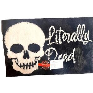 Riviera Home Skeleton “Literally Dead” Bathroom BATH MAT RUG 21" X 32" NEW
